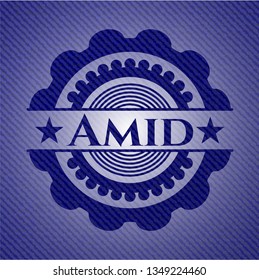 Amid badge with denim texture