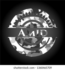Amid on grey camo texture