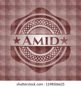 Amid red seamless geometric pattern emblem. Seamless.