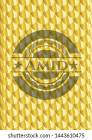 Amid shiny golden badge. Scales pattern. Vector Illustration. Detailed.