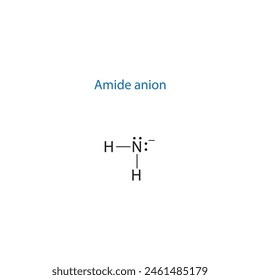 Amide anion molecule lewis structure diagram.organic compound molecule scientific illustration on white background.