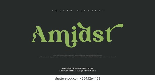 Amidst Minimal modern logo alphabet fonts. Typography minimalist urban sana serif digital fashion future creative logos fonts. vector illustration 