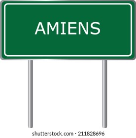 Amiens road sign green vector illustration