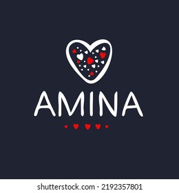 (Amina) Calligraphy name, Vector illustration.