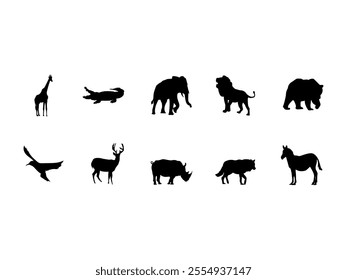 Aminal Silhouette Design Element Set