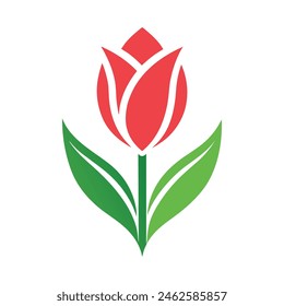 a-minimalist-logotulip--flower-on-a-white-background, this is a editable vector file.