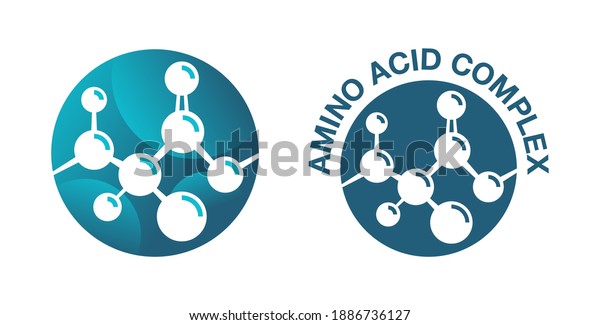 Amino acid\
complex icon - organic compounds monomers that make up proteins and\
used in food industry, condiment, bodybuilding supplement, animal\
feed. Vector\
illustration