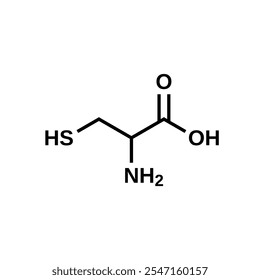 Amino acid cysteine structural formula, vector illustration