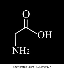 Amino acid Glycine. The chemical molecular formula of glycine is an amino acid. Vector illustration on isolated background