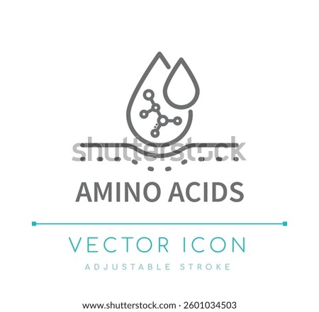 Amino Acids Cosmetics Line Icon, Anti Aging Skin Care Symbol, Skincare Packaging Label