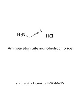 Aminoacetonitrile monohydrochloride skeletal structure.Nitrile salt compound schematic illustration. Simple diagram, chemical structure.