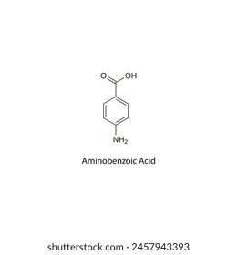 Aminobenzoic Acid flat skeletal molecular structure used as Sunscreen. Vector illustration scientific diagram.