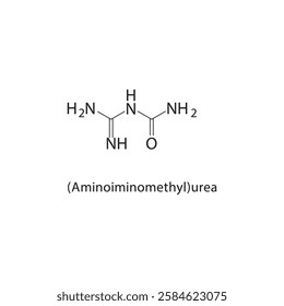 (Aminoiminomethyl)urea skeletal structure.Urea derivative compound schematic illustration. Simple diagram, chemical structure.