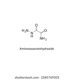 Aminooxoacetohydrazide skeletal structure.Hydrazide derivative compound schematic illustration. Simple diagram, chemical formula.