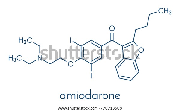 Amiodarone Antiarrhythmic Drug Molecule Skeletal Formula Stock Vector ...