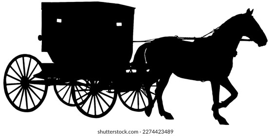 Amish Horse and Buggy Silhouette in black  svg