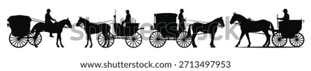 amish horse and buggy silhouette vector set amish horse and