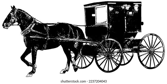 Amish horse and buggy sketch in black  svg