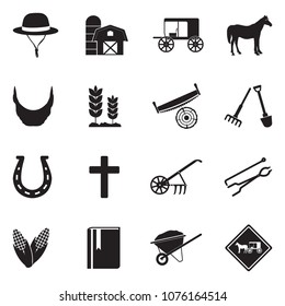 Amish Icons. Black Flat Design. Vector Illustration.  svg