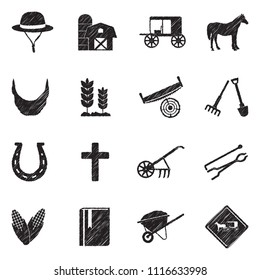 Amish Icons. Black Scribble Design. Vector Illustration. svg