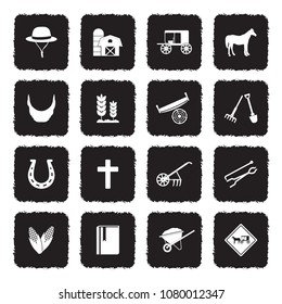 Amish Icons. Grunge Black Flat Design. Vector Illustration. 