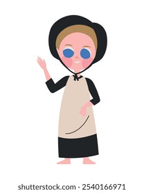 amish menina bonitinho desenho animado isolado