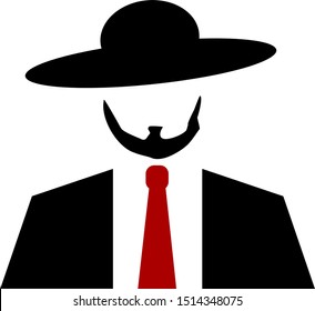 Amish man wearing suit and red tie