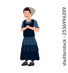 amish woman cartoon isolated design