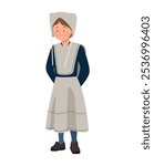 amish woman standing isolated design