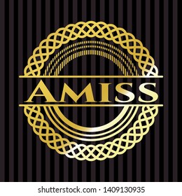 Amiss gold badge or emblem. Vector Illustration. Detailed.