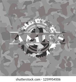 Amiss on grey camouflage texture