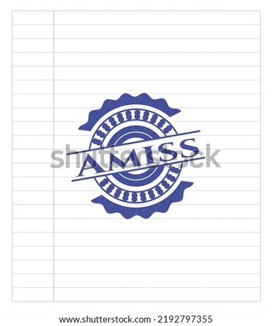 Amiss pen effect. Blue ink. Vector Illustration. Detailed. 