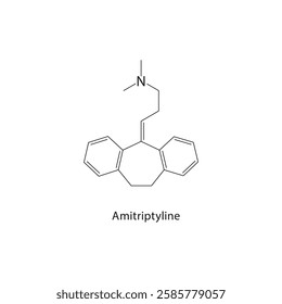 Amitriptyline skeletal structure.Tricyclic antidepressant compound schematic illustration. Simple diagram, chemical formula.