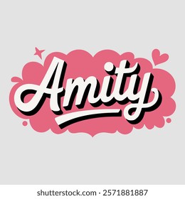 Amity in typography text about valentine vector transparent background