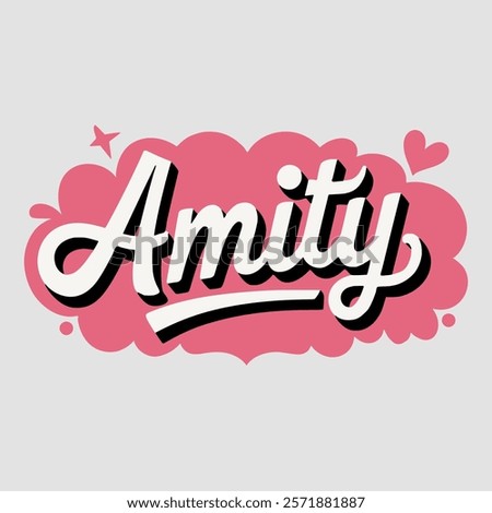 Amity in typography text about valentine vector transparent background