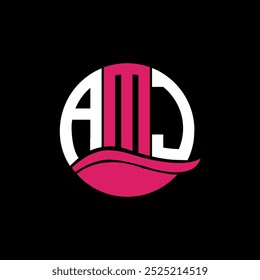 AMJ-Logo-Monogramm einzeln auf einer kreisförmigen Element-Design-Vorlage, AMJ-Buchstaben-Logo-Design auf schwarzem Hintergrund. AMJ kreative Initialen Buchstaben Logo Konzept. AMJ
