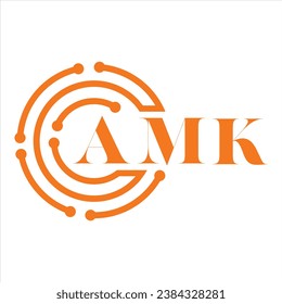 AMK letter design.AMK letter technology logo design on white background.AMK Monogram logo design for entrepreneur and business.