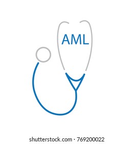 AML (Acute Myeloid Leukemia) acronym and stethoscope icon- vector illustration