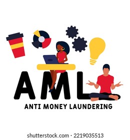 AML - Anti Money Laundering acronym business concept background. vector illustration concept with keywords and icons. lettering illustration with icons for web banner, flyer, landing page