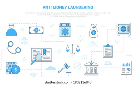 aml anti money laundering concept with icon set template banner with modern blue color style