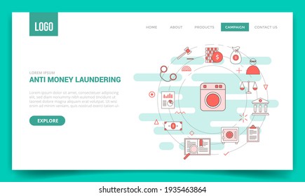 aml anti money laundering concept with circle icon for website template or landing page banner homepage outline style