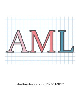 AML (Anti-money laundering) written on checkered paper sheet- vector illustration