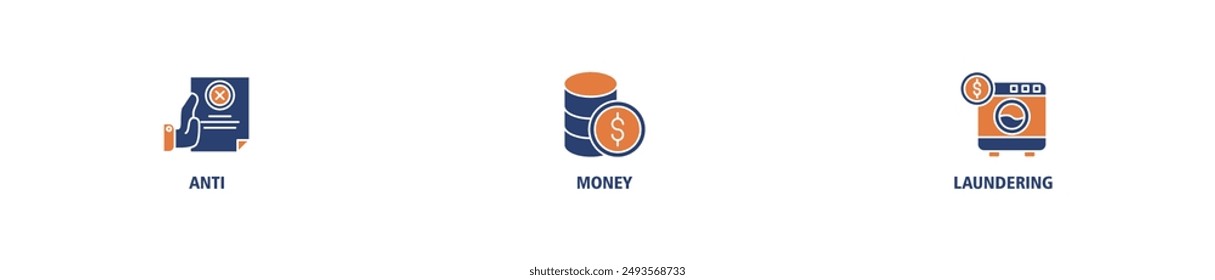 Aml banner web icon set vector symbol illustration concept of anti money laundering with icon of bank, income, security, washing, live stroke and easy to edit