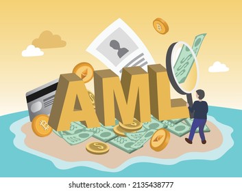 AML, Campaign Against Money Laundering. Stop Illegal Dirty Money, Offshore Banking To Avoid Tax, Tax Evasion, Business Crime And Financial Bank Corruption. 