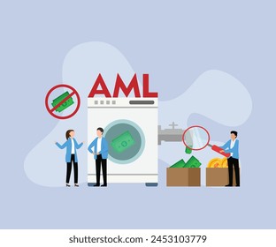 Aml, Campaign Against Money Laundering flat vector illustration