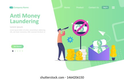 
AML concept, anti money laundering , stop corruption and illegal business,  Suitable for web landing page, ui, mobile app, banner template. Vector Illustration. 