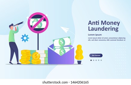 
AML concept, anti money laundering , stop corruption and illegal business,  Suitable for web landing page, ui, mobile app, banner template. Vector Illustration. 