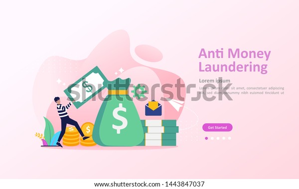 AML concept, anti money\
laundering , stop corruption and illegal business,  Suitable for\
web landing page, ui, mobile app, banner template. Vector\
Illustration.