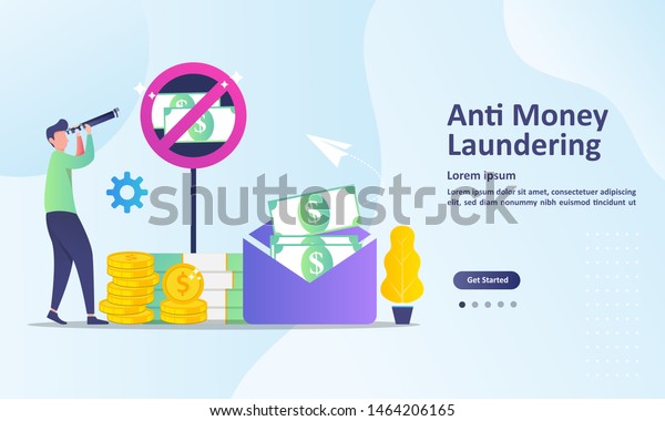 \
AML concept, anti money\
laundering , stop corruption and illegal business,  Suitable for\
web landing page, ui, mobile app, banner template. Vector\
Illustration. 