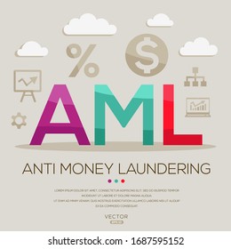  AML mean (anti money laundering) ,letters and icons,Vector illustration.